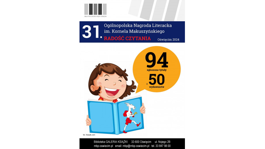 94 tytuły zgłoszone do Nagrody Literackiej im. Kornela Makuszyńskiego
