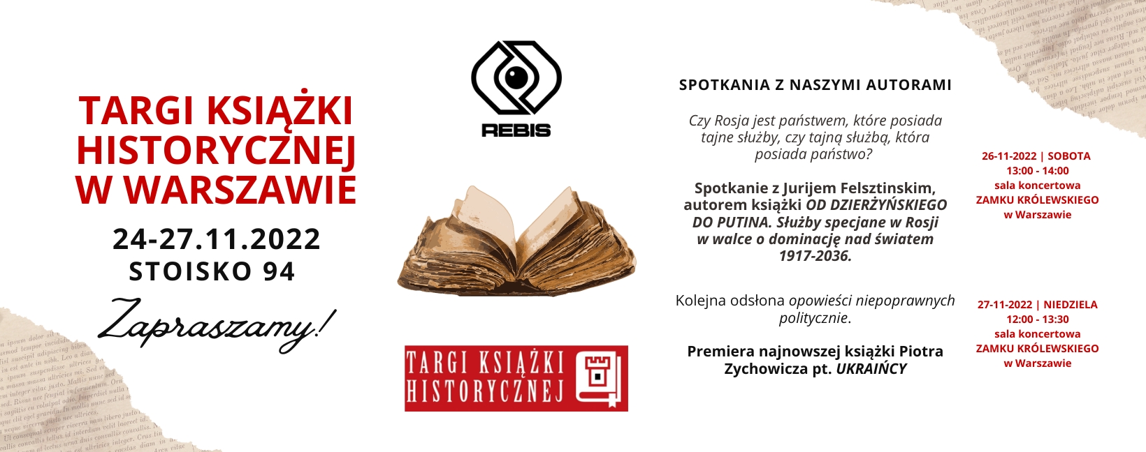  Dom Wydawniczy REBIS zaprasza na Targi Książki Historycznej- Warszawa 24-27.11
