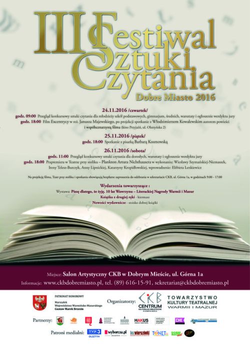 III Festiwal Sztuki Czytania - 24-26 listopada 2016