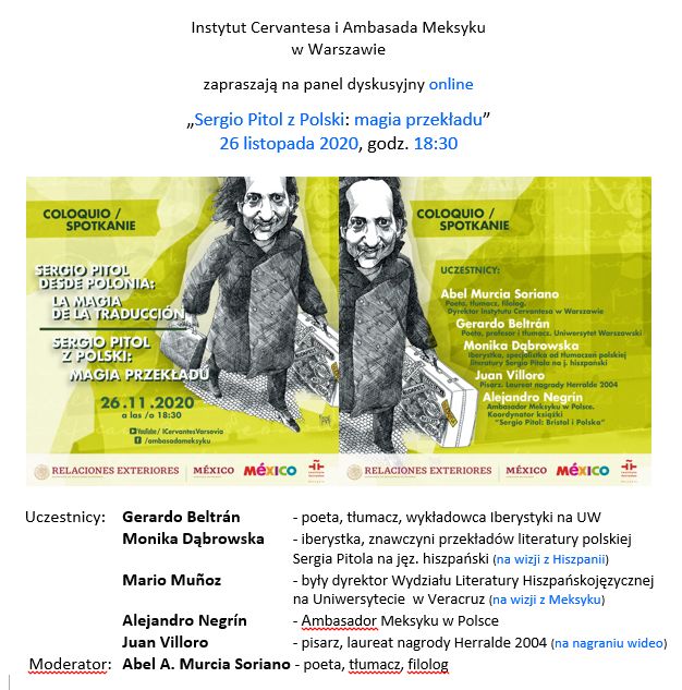 Instytut Cervantesa zaprasza na spotkanie online o Sergio Pitolu i jego związkach z Polską
