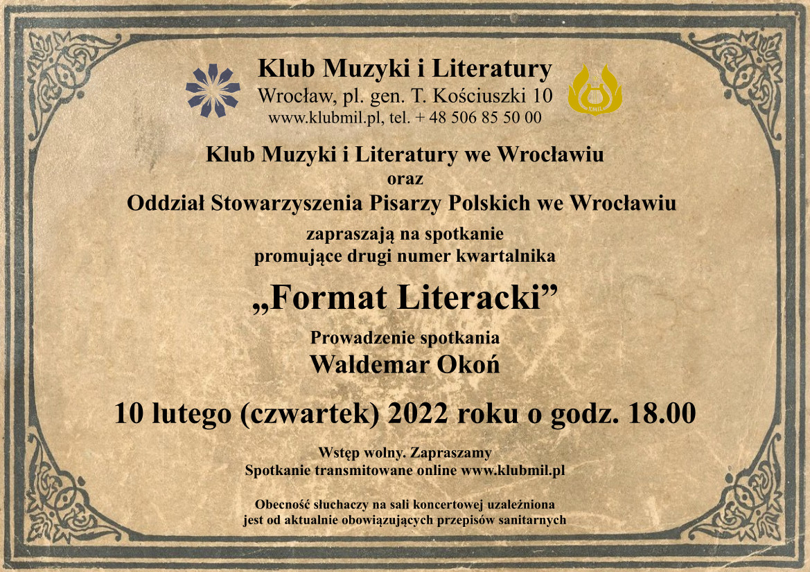 Spotkanie promujące drugi numer kwartalnika „Format Literacki”