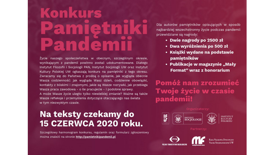 Konkurs „Pamiętniki pandemii”