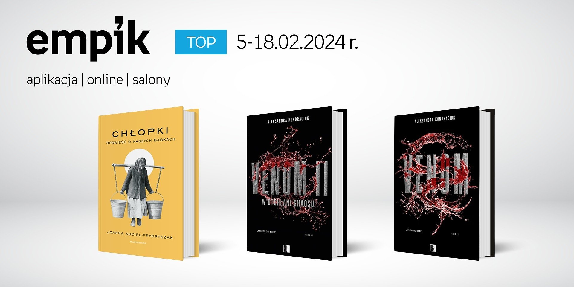Książkowe listy bestsellerów w Empiku za okres 05-18.02.2024 r.
