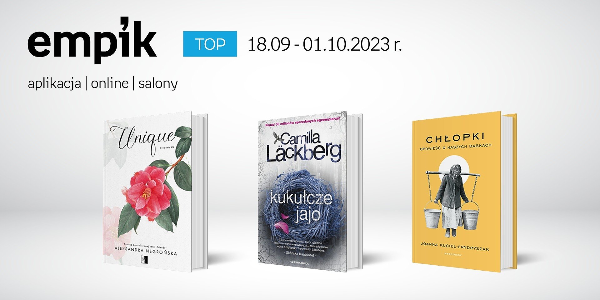 Książkowe listy bestsellerów w Empiku za okres 18.09-01.10.2023 r.