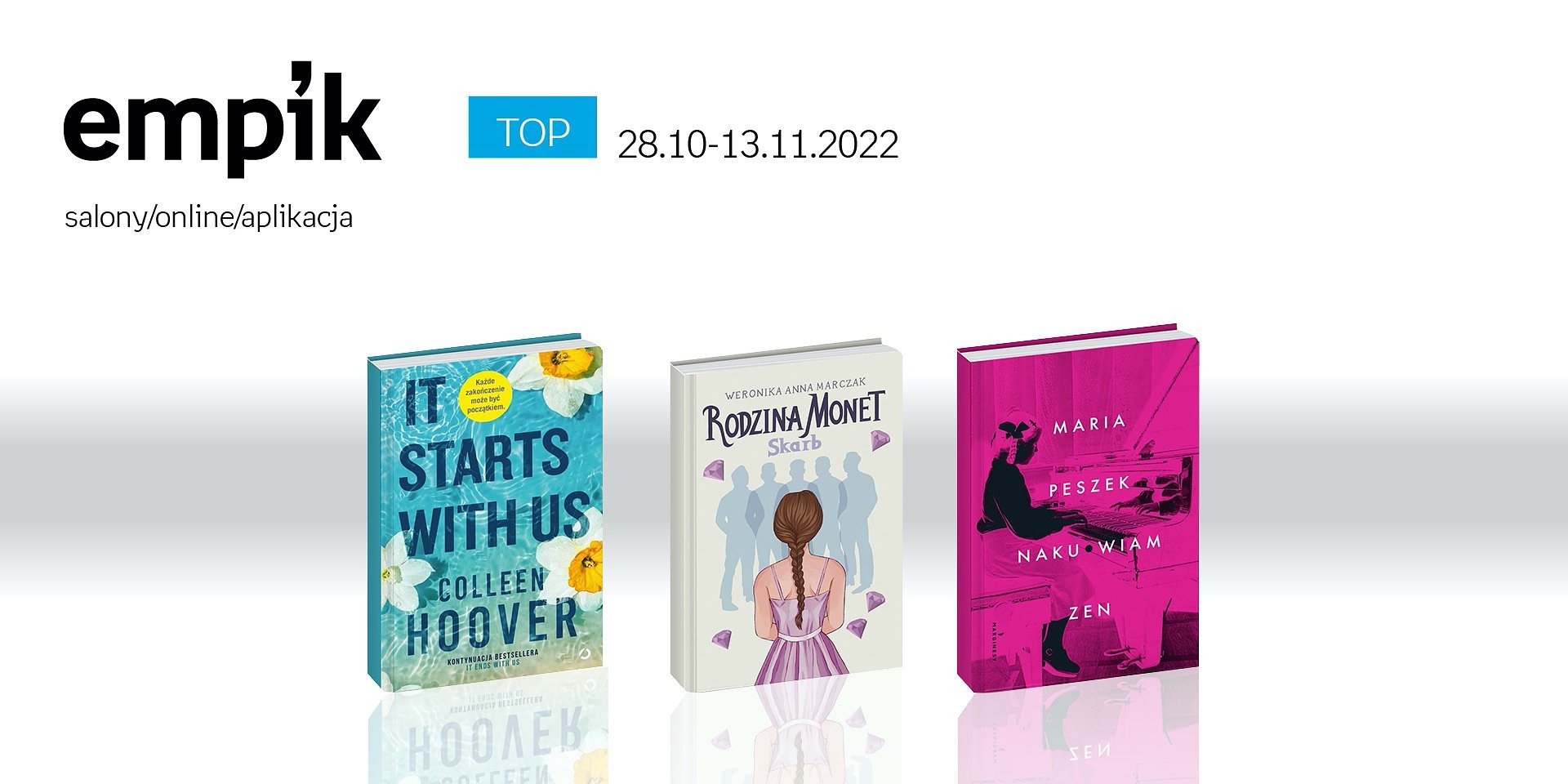 Książkowe listy bestsellerów w Empiku za okres od 28 października do 13 listopada 2022 r.