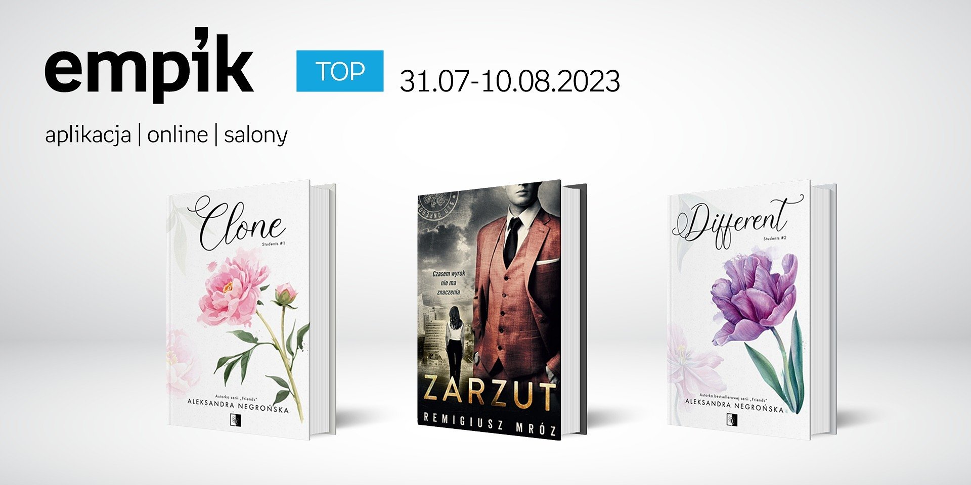 Książkowe listy bestsellerów w Empiku za okres od 31 lipca do 10 sierpnia 2023 