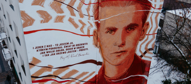 Mural na 100. rocznicę urodzin Krzysztofa Kamila Baczyńskiego