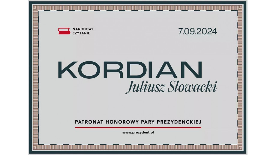 Para Prezydencka zaprasza na Narodowe Czytanie „Kordiana”