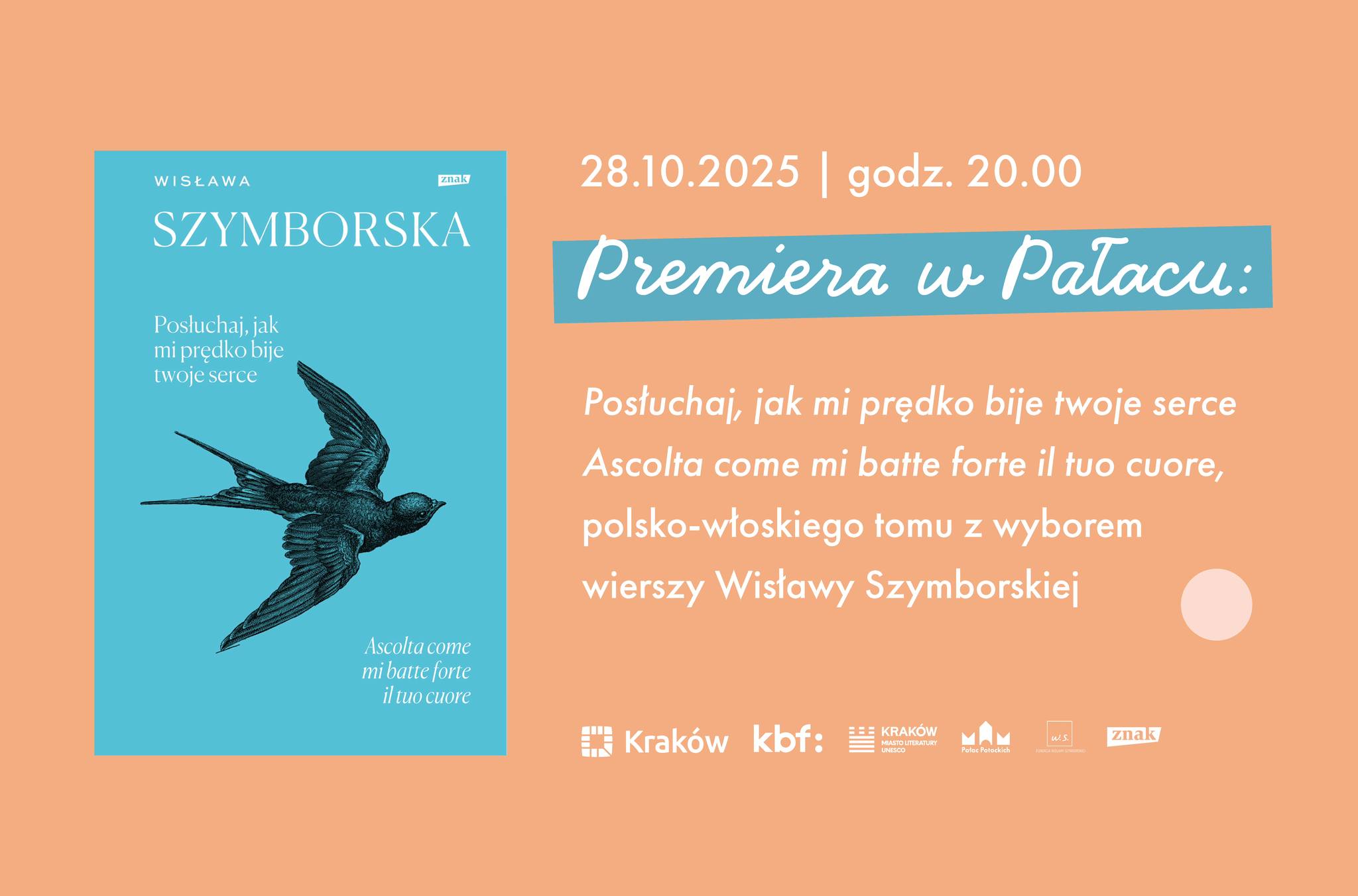 "Posłuchaj, jak mi prędko bije twoje serce" - zaproszenie na premierą polsko-włoskiego tomu poezji Wisławy Szymborskiej