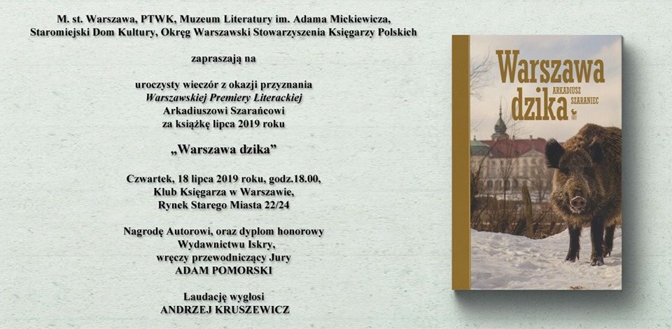 Warszawska Premiera Literacka dla Arkadiusza Szarańca