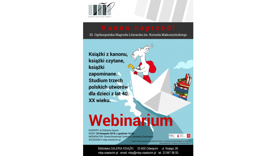 Webinarium „Książki z kanonu, książki czytane, książki zapominane. Studium trzech polskich utworów dla dzieci z lat 40. XX wieku"